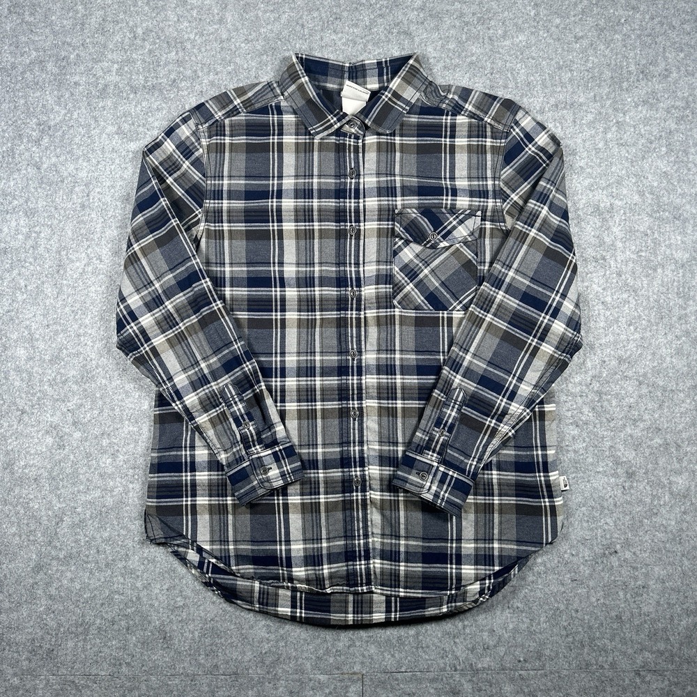 The North Face Button Down Flannel Shirtโ Women's Size Medium Plaid Blue Hiking